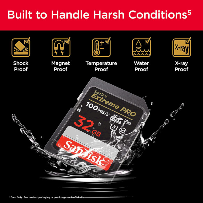 Карта памяти SANDISK SDHC Extreme Pro 32GB UHS-I U3 V30 Class 10 (SDSDXXO-032G-GN4IN)