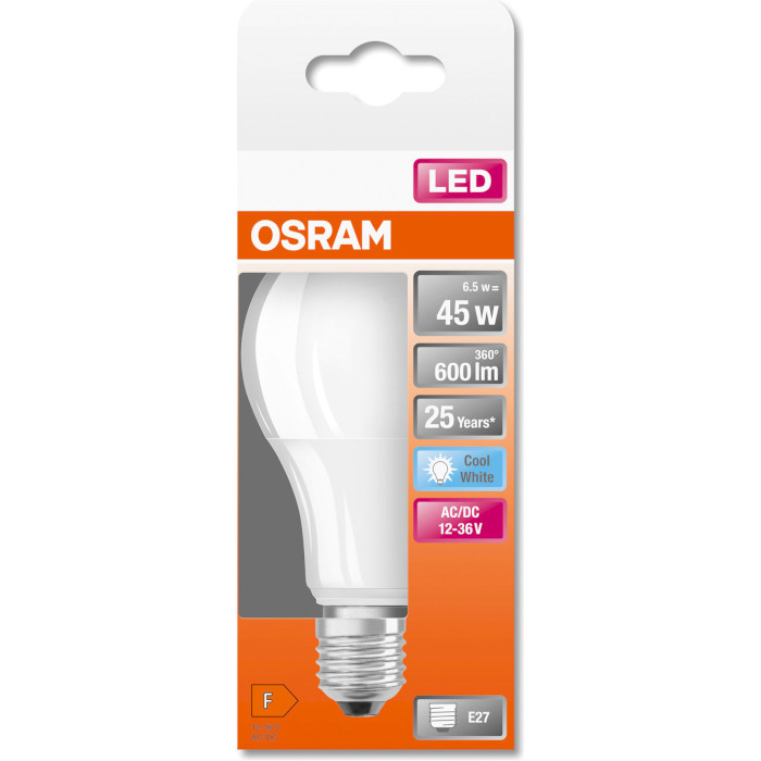 Лампочка LED OSRAM LED Base A60 E27 6.5W 4000K 220V (4058075757608)
