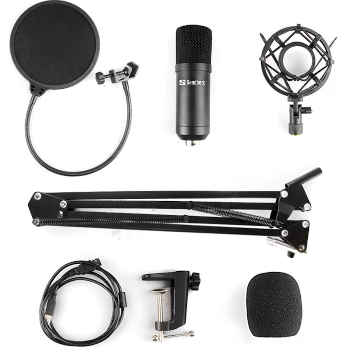 Мікрофон для стримінгу/подкастів SANDBERG Streamer USB Microphone Kit (126-07)
