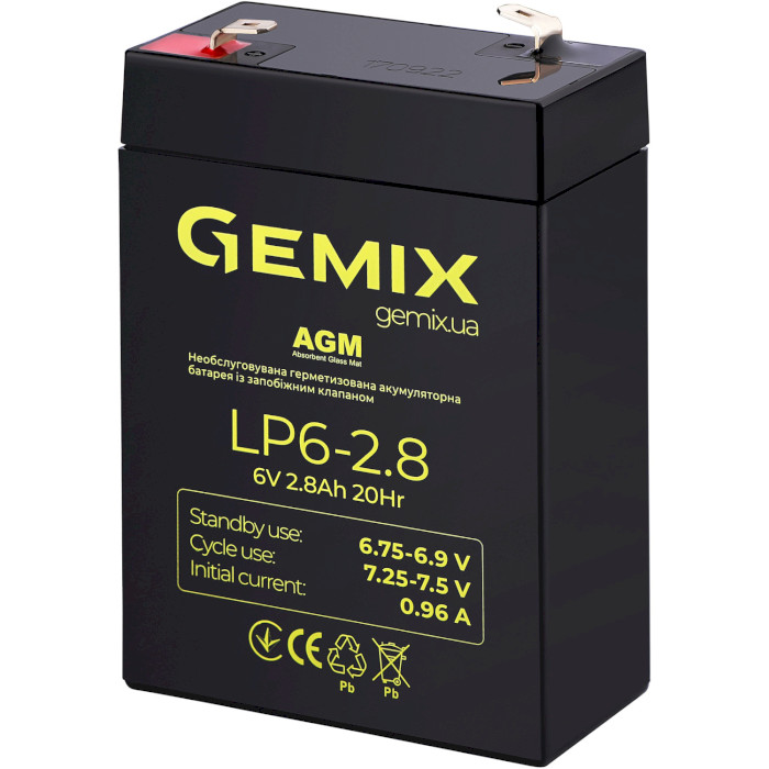 Акумуляторна батарея GEMIX LP6-2.8 (6В, 2.8Агод)