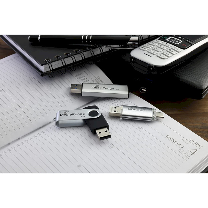 Флешка MEDIARANGE Slide 64GB USB+Type-C3.0 (MR937)