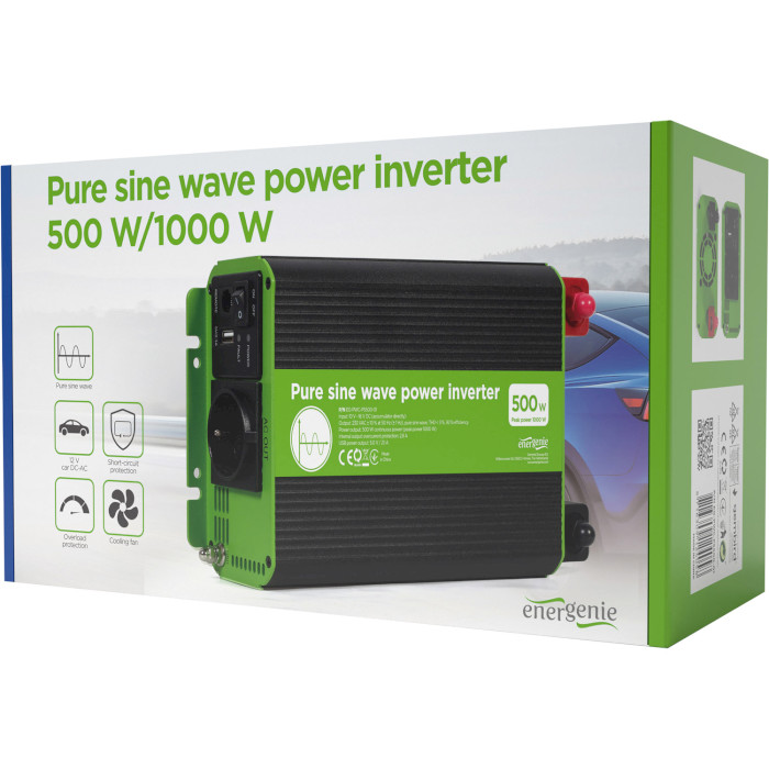 Инвертор напряжения ENERGENIE EG-PWC-PS500-01 12V/220V 500W
