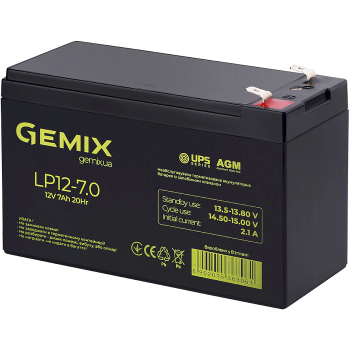 Акумуляторна батарея GEMIX LP12-7.0 (12В, 7Агод)