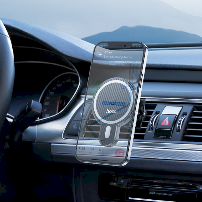 Автотримач з бездротовою зарядкою HOCO CA85 Ultra-Fast Magnetic Wireless Charging Car Holder Black