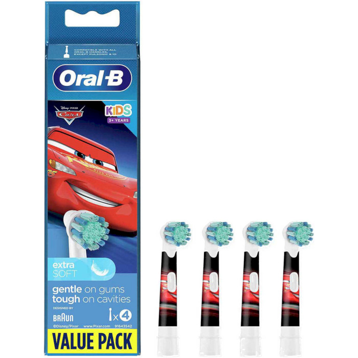 Насадка для зубной щётки BRAUN ORAL-B Kids Cars EB10S Extra Soft 4шт (983758362-1)