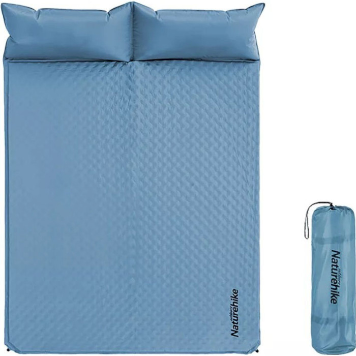 Самонадувной 2-местный коврик с подушкой NATUREHIKE Double Outdoor Self-Inflating Sleeping Mat Blue (NH18Q010-D-BL)