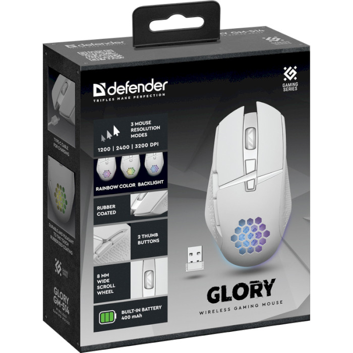 Миша ігрова DEFENDER Glory GM-514 White (52513)