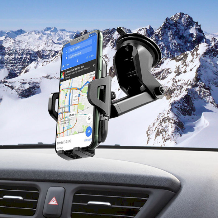 Автотримач для смартфона HOCO CA76 Touareg One-Touch Center Console Car Holder Black