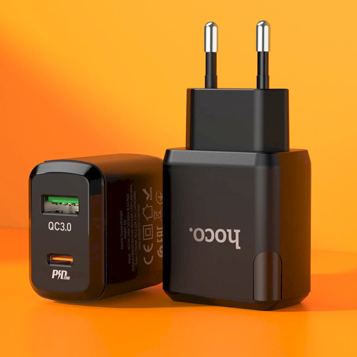 Зарядное устройство HOCO N5 Favor Dual Port PD20W+QC3.0 Charger Black (6931474738899)