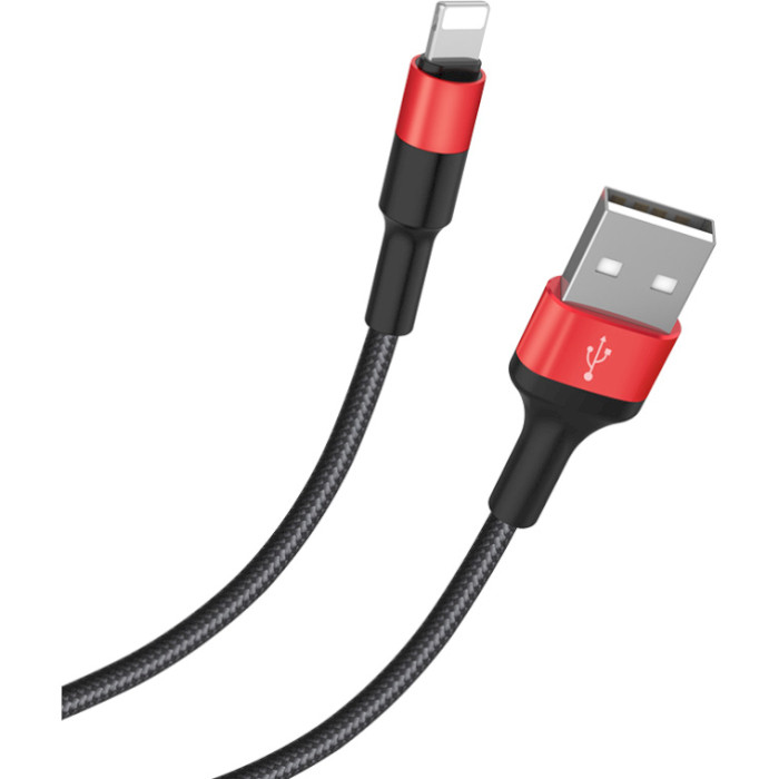 Кабель HOCO X26 Xpress USB-A to Lightning 1м Black/Red