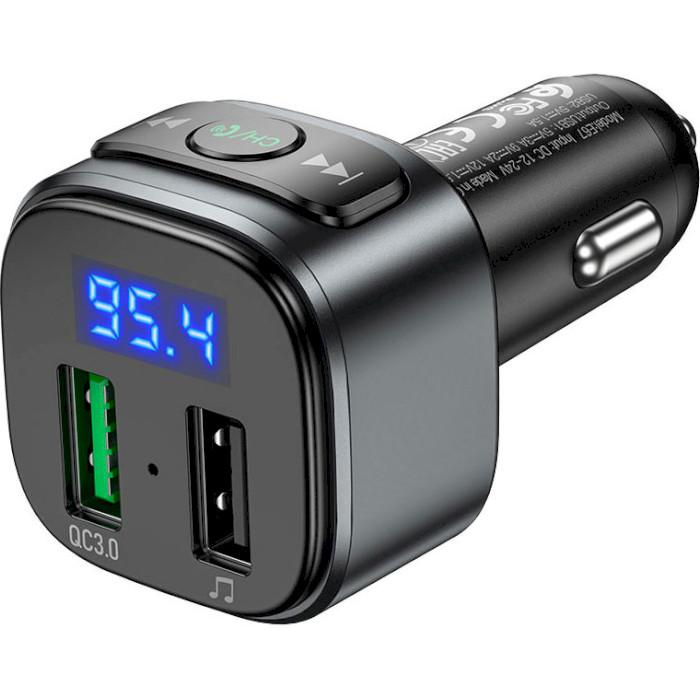 FM-трансмітер HOCO E67 Fighter QC3.0 Car Charger with FM Transmitter