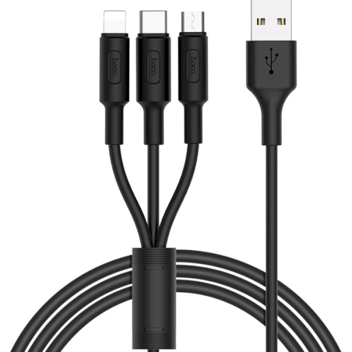 Кабель HOCO X25 Soarer USB-A to Lightning/Micro-USB/Type-C 1м Black