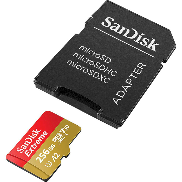 Карта пам'яті SANDISK microSDXC Extreme 256GB UHS-I U3 V30 A2 Class 10 + SD-adapter (SDSQXAV-256G-GN6MA)