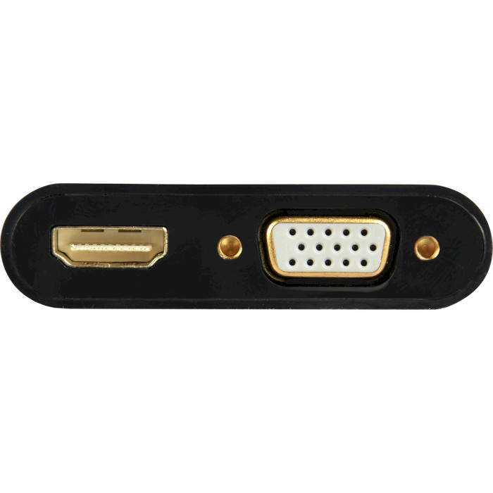 Адаптер CABLEXPERT HDMI to HDMI/VGA+audio 3.5mm Black (A-HDMIM-HDMIFVGAF-01)
