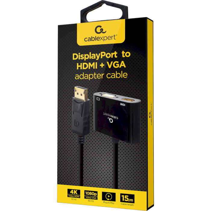 Адаптер CABLEXPERT A-DPM-HDMIFVGAF-01 DisplayPort - HDMI/VGA Black