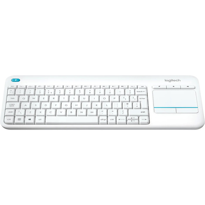 Клавиатура беспроводная LOGITECH K400 Plus Wireless Touch UA White (920-007146)