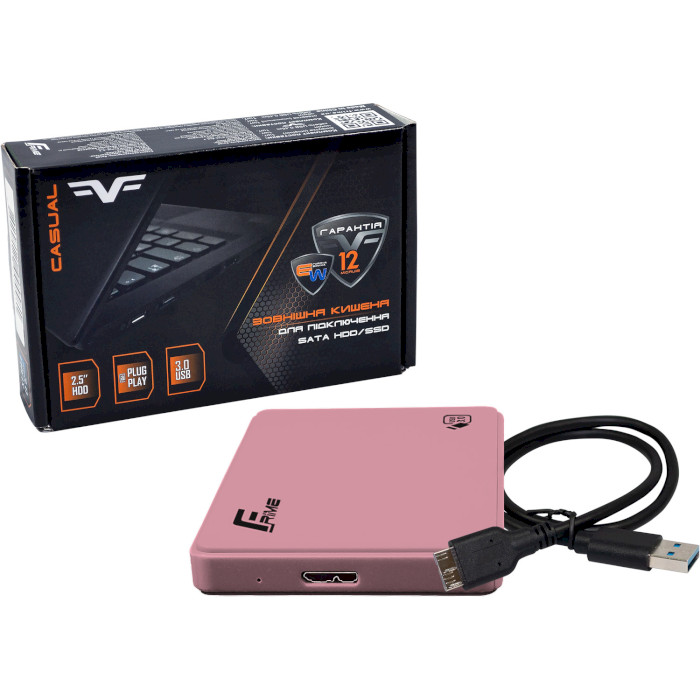 Карман внешний FRIME FHE12.25U30 2.5" SATA to USB 3.0 Pink