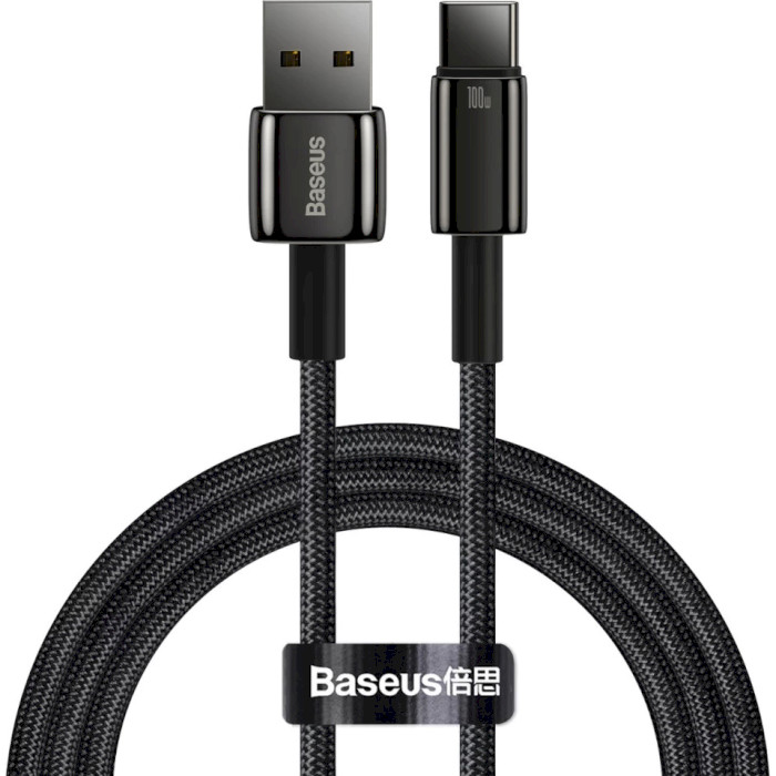 Кабель BASEUS Tungsten Gold Fast Charging Data Cable USB to Type-C 100W 1м Black (CAWJ000001)