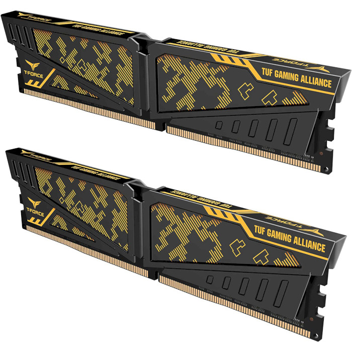 Модуль памяти TEAM T-Force Vulcan TUF Gaming Alliance Yellow DDR4 3200MHz 16GB Kit 2x8GB (TLTYD416G3200HC16CDC01)