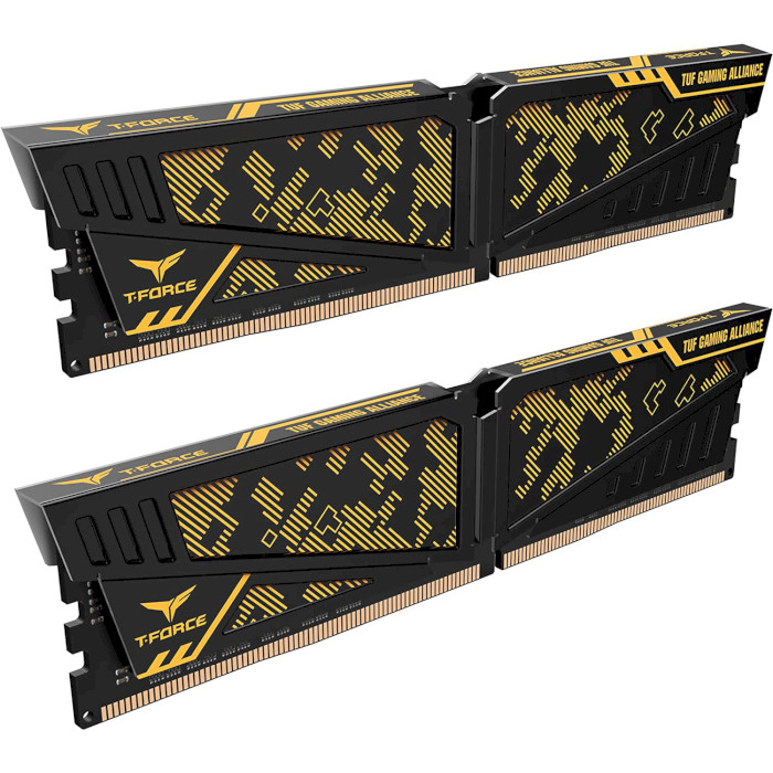 Модуль памяти TEAM T-Force Vulcan TUF Gaming Alliance Yellow DDR4 3200MHz 16GB Kit 2x8GB (TLTYD416G3200HC16CDC01)