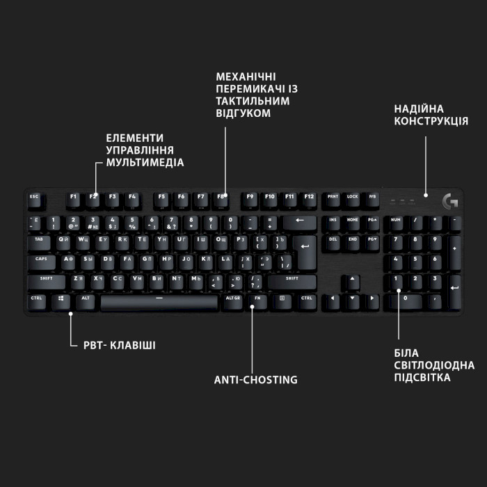 Клавіатура LOGITECH G413 SE Mechanical Tactile Switch UA Black (920-010437)