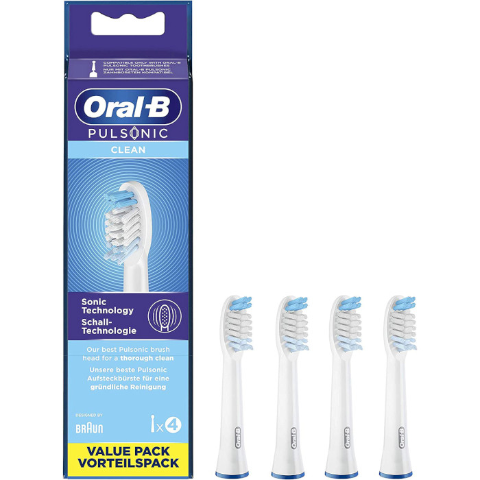 Насадка для зубної щітки BRAUN ORAL-B Pulsonic Clean SR32C White 4шт (610781)