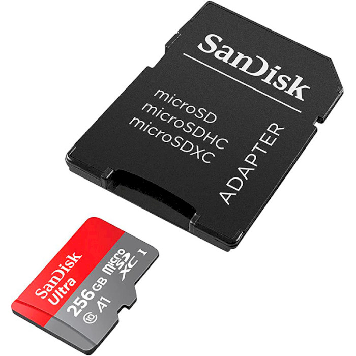 Карта памяти SANDISK microSDXC Ultra 256GB UHS-I A1 Class 10 + SD-adapter (SDSQUAC-256G-GN6MN)