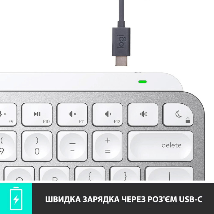 Клавіатура бездротова LOGITECH MX Keys Mini UA Pale Gray (920-010499)