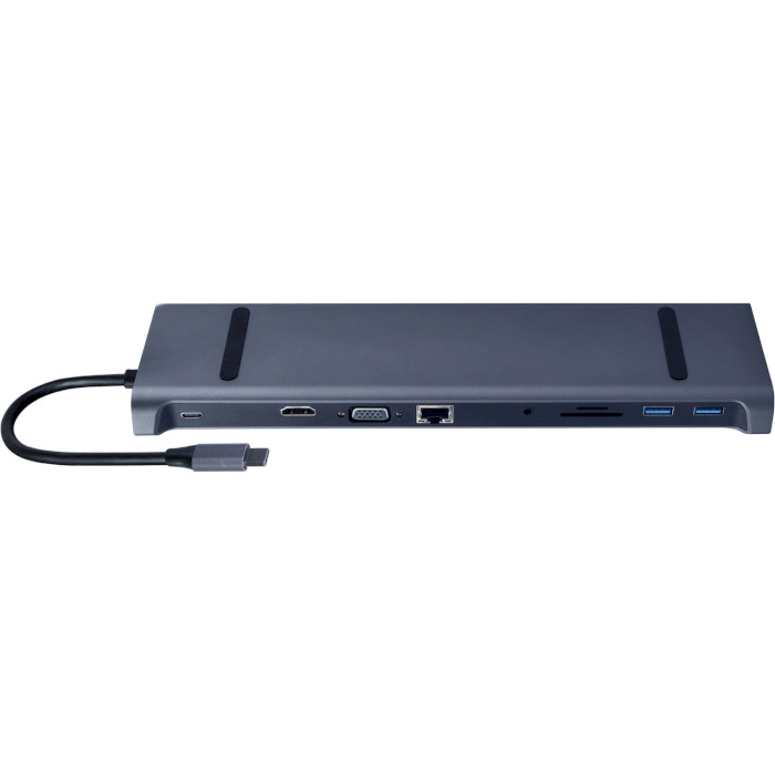 Порт-реплікатор CABLEXPERT 10-in-1 USB-C to HDMI/VGA/USB3.1/PD/LAN/AUX/CR (A-CM-COMBO10-01)