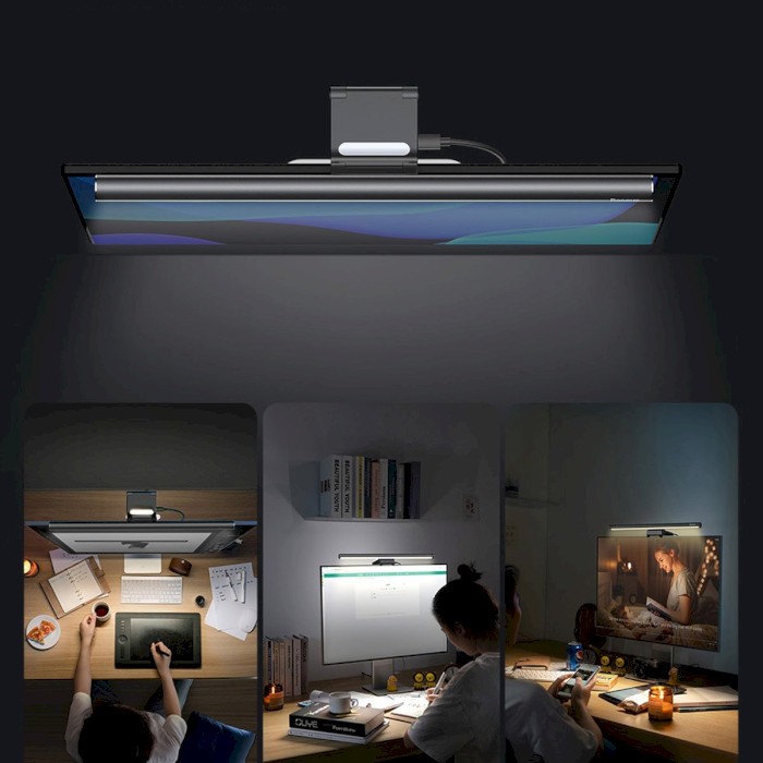 Лампа-скрінбар BASEUS i-wok2 Series USB Asymmetric Light Source Screen Handing Light Black (DGIW000101)