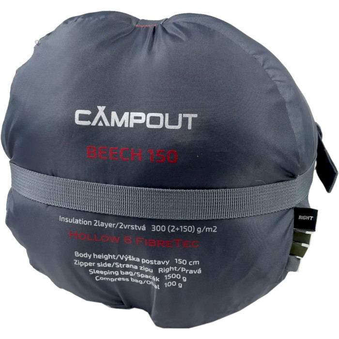 Детский спальный мешок CAMPOUT Beech 150 -1°C Khaki Left (248548)