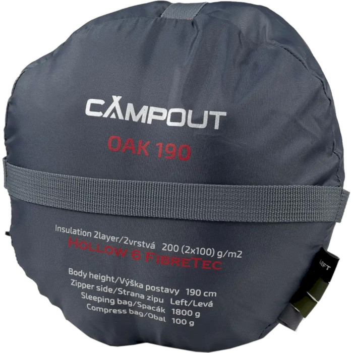 Спальник-ковдра CAMPOUT Oak 190 +1°C Khaki Left (251340)