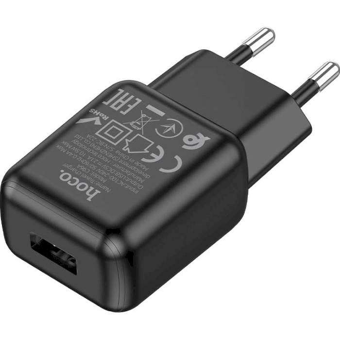 Зарядний пристрій HOCO C96A 1xUSB-A, 2.1A Black (6931474765963)