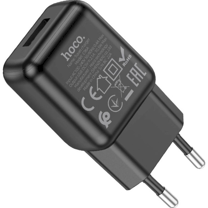 Зарядний пристрій HOCO C96A 1xUSB-A, 2.1A Black (6931474765963)