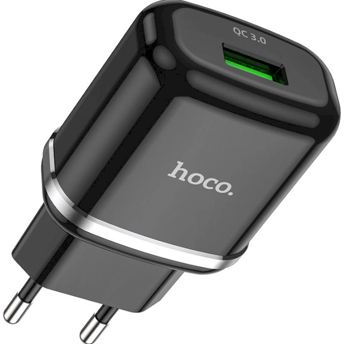 Зарядний пристрій HOCO N3 Special 1xUSB-A, QC3.0, 18W Black w/Type-C cable (6931474729385)