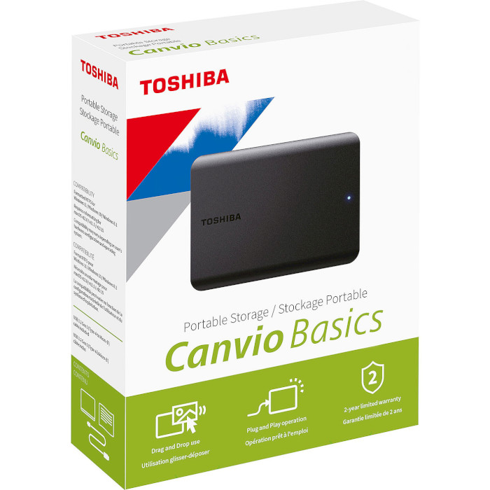 Портативный жёсткий диск TOSHIBA Canvio Basics 1TB USB3.2 Black (HDTB510EK3AA)