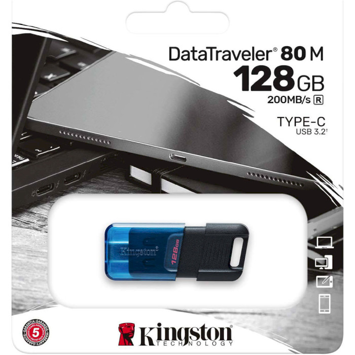 Флешка KINGSTON DataTraveler 80 128GB Black/Blue (DT80M/128GB)