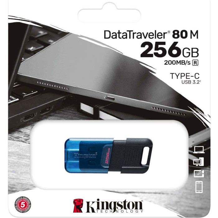 Флэшка KINGSTON DataTraveler 80 256GB Black/Blue (DT80M/256GB)
