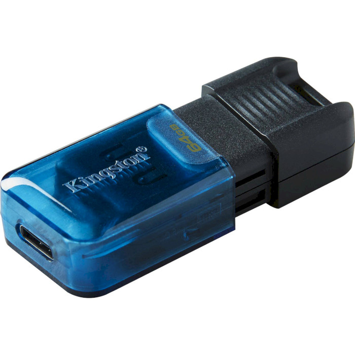 Флэшка KINGSTON DataTraveler 80 64GB USB-C3.2 Black/Blue (DT80M/64GB)
