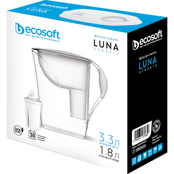 Фильтр-кувшин для воды ECOSOFT Luna Classic 3.3л