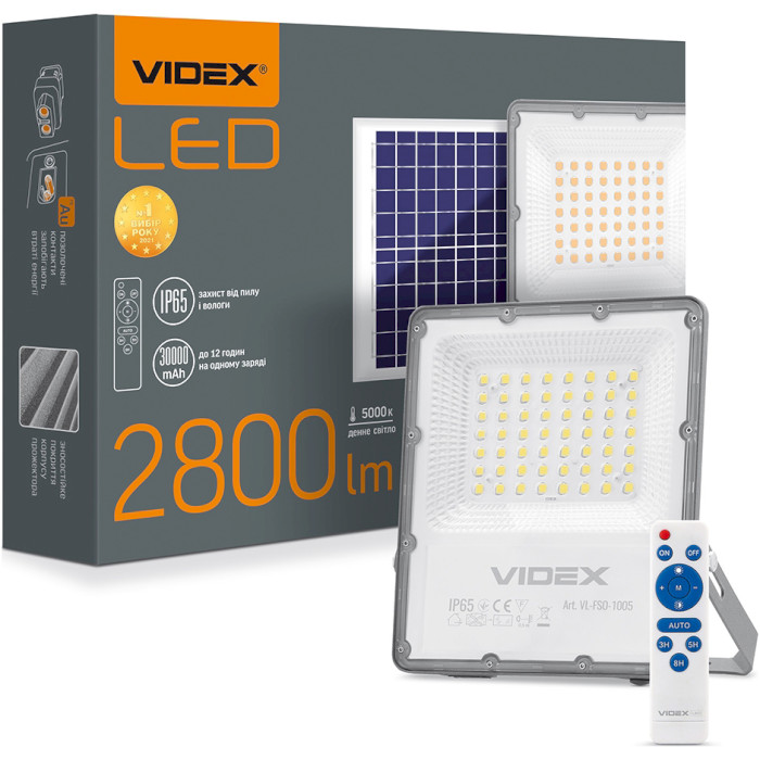 Прожектор LED на солнечной батарее VIDEX VL-FSO-1005 100W 5000K
