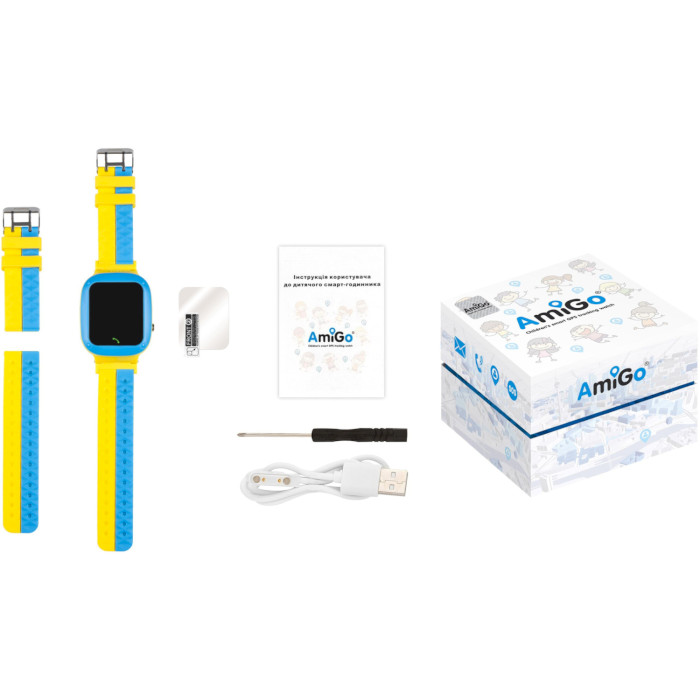 Дитячий смарт-годинник AMIGO GO004 Splashproof Camera + LED Glory Blue/Yellow