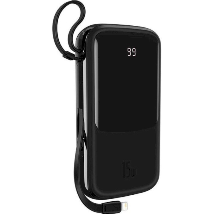 Повербанк BASEUS Qpow Digital Display Power Bank 15W w/Lightning Cable 20000mAh Black (PPQD-F01)