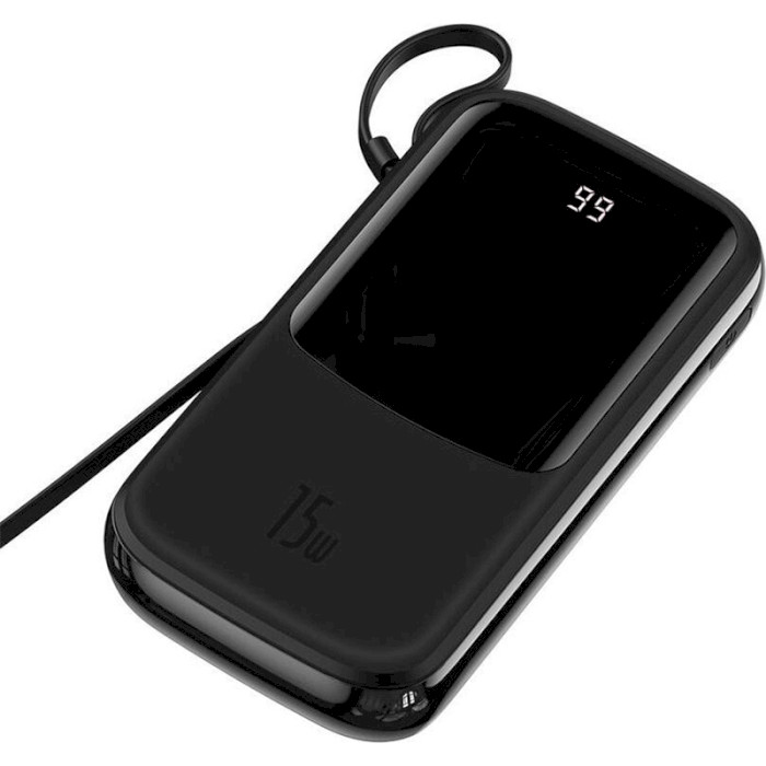 Повербанк BASEUS Qpow Digital Display Power Bank 15W w/USB-C Cable 20000mAh Black (PPQD-G01)