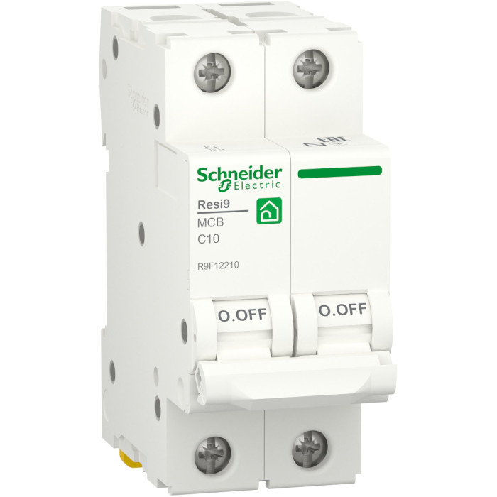 Вимикач автоматичний SCHNEIDER ELECTRIC RESI9 2p, 10А, C, 6кА (R9F12210)