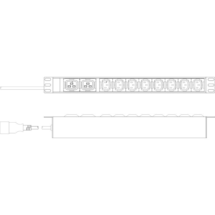 Блок розеток DIGITUS 19", 1U, 8xC13, 2xC19, 16А, без вимикача, 2м (DN-95427)