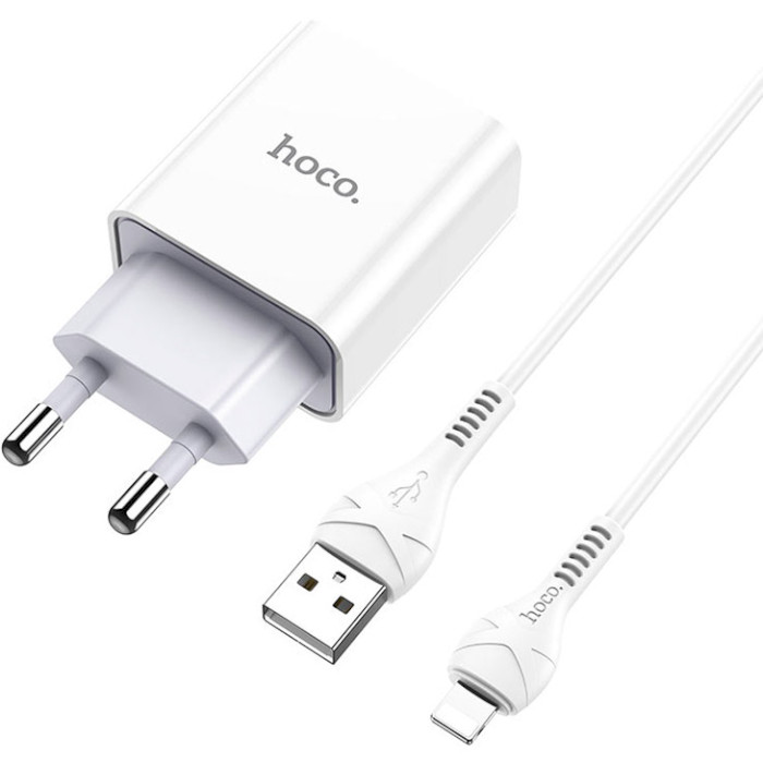 Зарядний пристрій HOCO C81A Asombroso 1xUSB-A White w/Lightning cable (6931474727947)