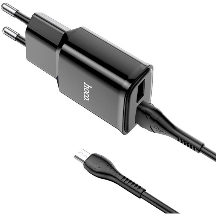 Зарядний пристрій HOCO C88A Star round 2xUSB-A Black w/Micro-USB cable (6931474749529)