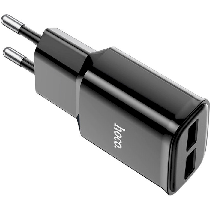 Зарядное устройство HOCO C88A Star round 2xUSB-A Black w/Type-C cable (6931474749543)