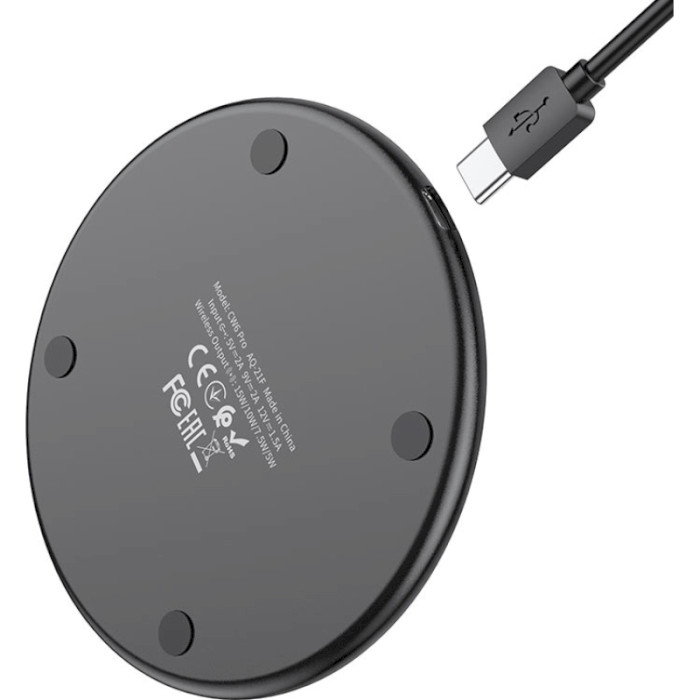 Беспроводное зарядное устройство HOCO CW6 Pro Easy 15W Wireless Fast Charger Black